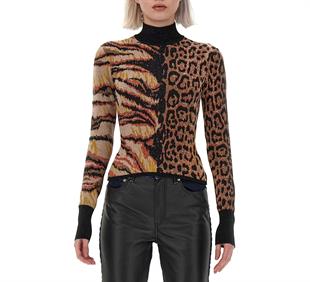 Leopar Desen Boğazlı Triko