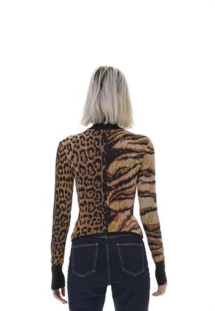 Leopar Desen Boğazlı Triko
