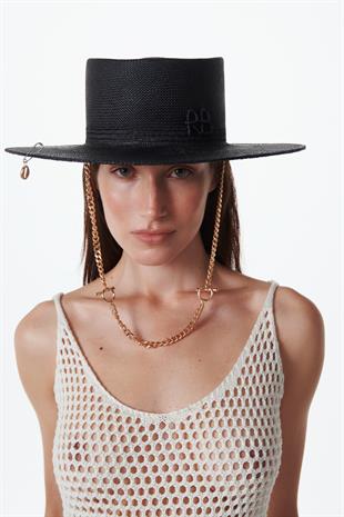 Hasır Siyah Gambler Şapka