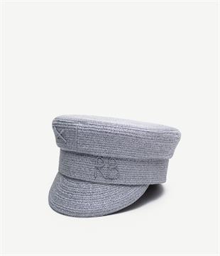 Metalik Gri Hasır Şapka