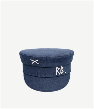 Taş İşlemeli Denim Baker Boy Şapka