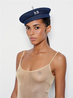 Taş İşlemeli Denim Bere