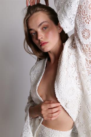 Beyaz Güpür Pantolon