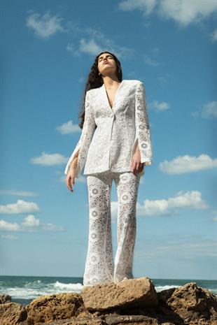 Beyaz Güpür Pantolon