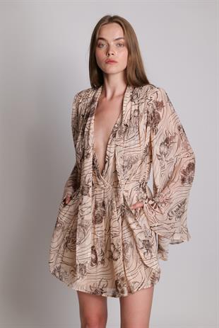 Floral Desen Mini Elbise