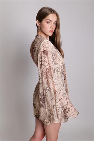 Floral Desen Mini Elbise