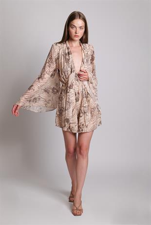 Floral Desen Mini Elbise