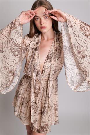 Floral Desen Mini Elbise