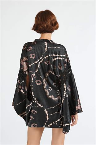 SADH Tığ İşleme Çıtçıt Kapatmalı Kısa Kimono