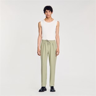 Açık Haki Belden Bağlamalı Pantolon