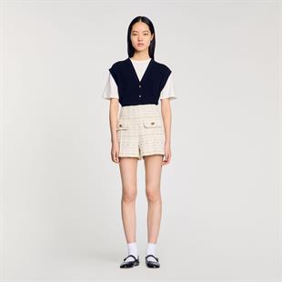 Altın Düğmeli Tüvit Şort