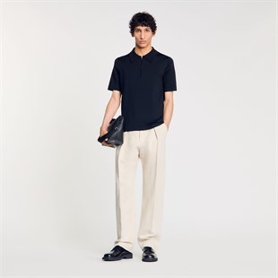 Antrasit Fermuarlı Polo Yaka Triko T-shirt