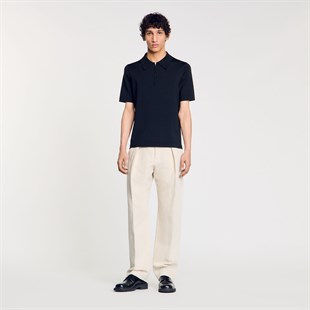 Antrasit Fermuarlı Polo Yaka Triko T-shirt