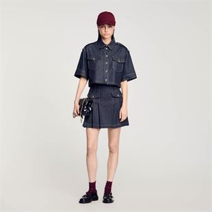 Apoletli Crop Jean Gömlek