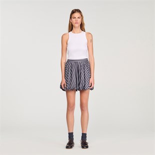 Asimetrik Çizgili Balon Etek