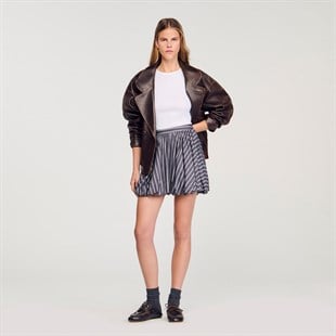 Asimetrik Çizgili Balon Etek