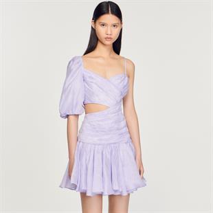 Asimetrik Detaylı Drapeli Mini Elbise