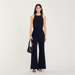 Baget Taşlı Crop Üst