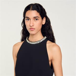 Baget Taşlı Crop Üst