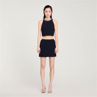 Baget Taşlı Mini Etek