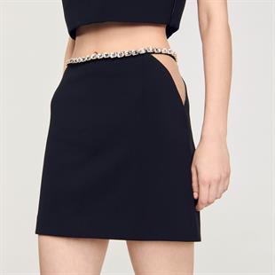 Baget Taşlı Mini Etek