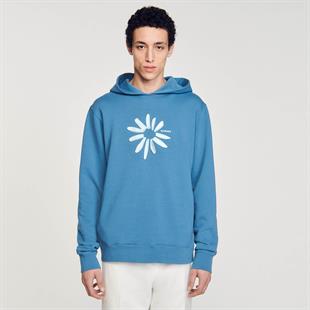 Baskılı Mavi Sweatshirt