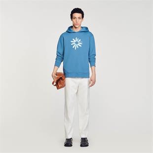 Baskılı Mavi Sweatshirt