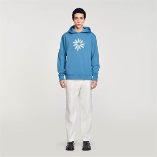 Baskılı Mavi Sweatshirt