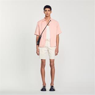 Belden Bağlamalı Ekru Pamuklu Şort