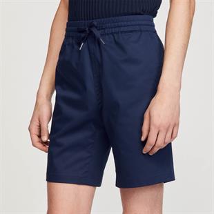 Belden Bağlamalı Lacivert Pamuklu Şort