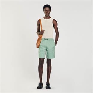 Belden Bağlamalı Yeşil Pamuklu Şort