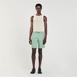 Belden Bağlamalı Yeşil Pamuklu Şort