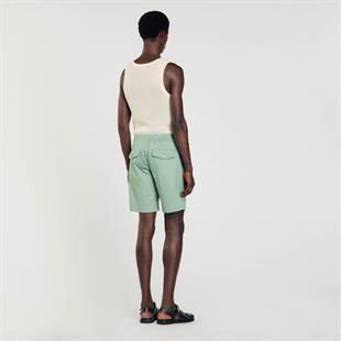 Belden Bağlamalı Yeşil Pamuklu Şort
