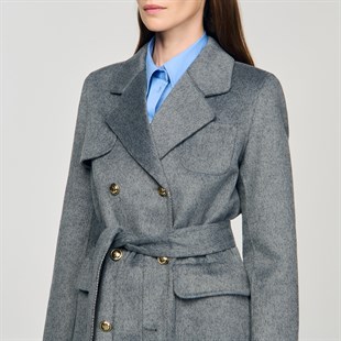 Belden Bağlamalı Yün Palto