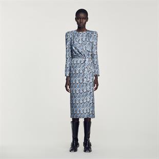 Belden Drapeli İpek Elbise