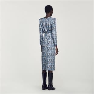 Belden Drapeli İpek Elbise