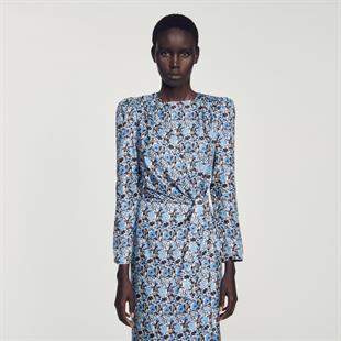 Belden Drapeli İpek Elbise