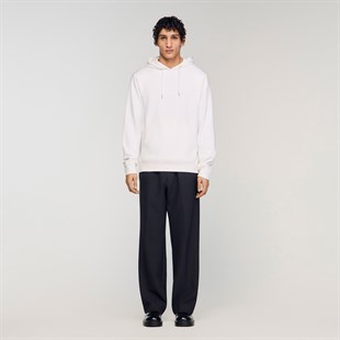 Beyaz Logo Kapüşonlu Sweatshirt