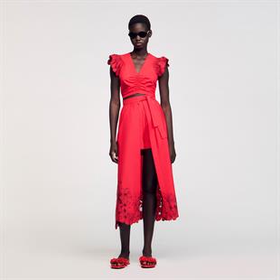 Çiçek Aplike Kollu Bluz