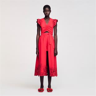 Çiçek Aplike Kollu Bluz