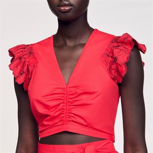 Çiçek Aplike Kollu Bluz