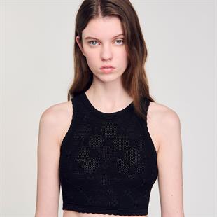 Çiçek Desenli Halter Yaka Üst