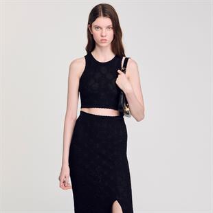 Çiçek Desenli Halter Yaka Üst