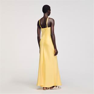 Çiçek Detaylı Uzun Elbise