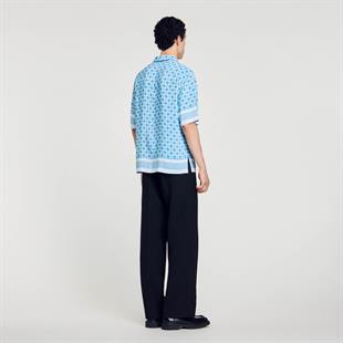 Cross Desenli Mavi Gömlek