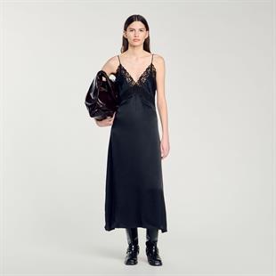 Dantel Detaylı Slip Elbise