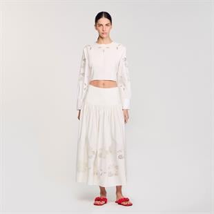 Delik İşi Beyaz Bluz