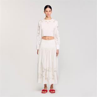 Delik İşi Beyaz Bluz