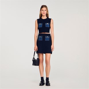 Denim Cepli Triko Süveter