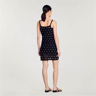 Deniz Kabuğu İşlemeli Siyah Elbise